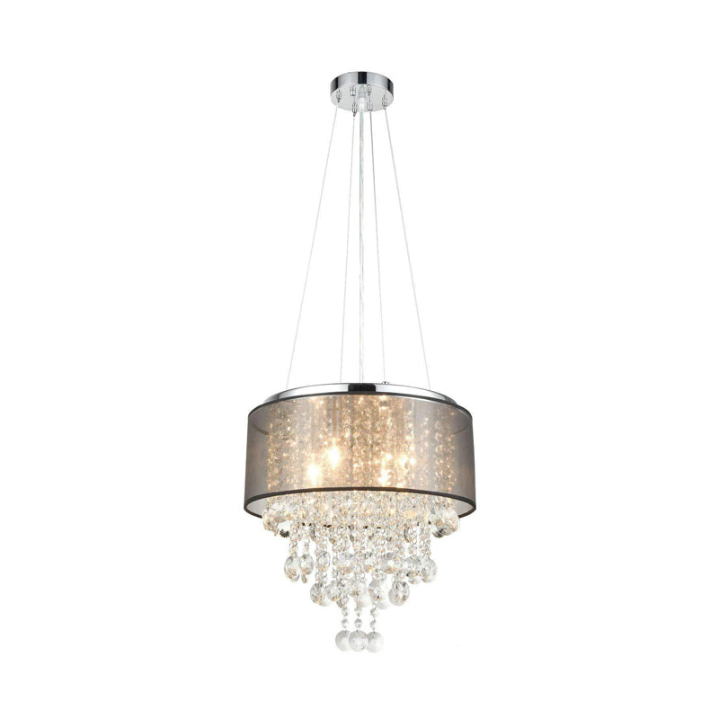 Chrome 6 Heads Chandelier Lighting Traditionalism Beveled K9 Crystal Cylinder Pendant Ceiling Light Clearhalo 'Ceiling Lights' 'Chandeliers' Lighting' options 302896