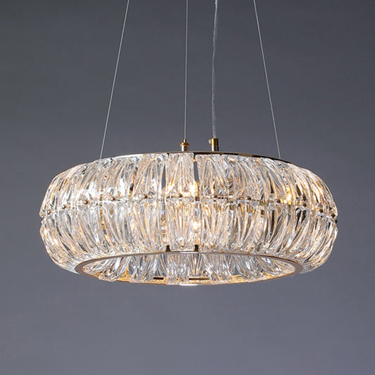 Crystal Gold Hanging Chandelier Donut 6 Lights Traditional Down Lighting Pendant for Living Room Clearhalo 'Ceiling Lights' 'Chandeliers' Lighting' options 302919