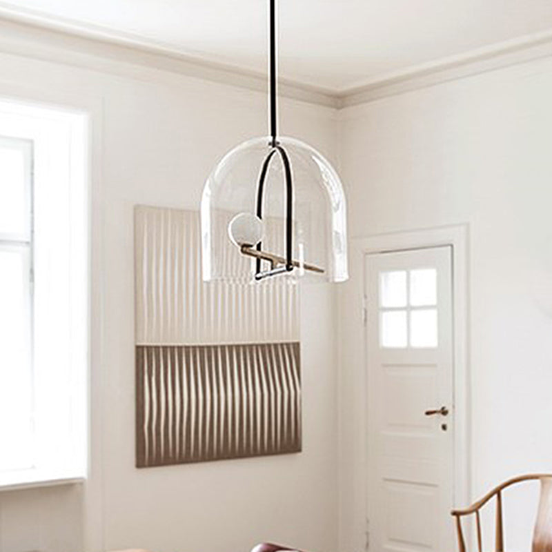 Contemporary Cylindrical Ceiling Lighting Clear Glass 1 Head Living Room Hanging Light Fixture Clear Clearhalo 'Ceiling Lights' 'Glass shade' 'Glass' 'Island Lights' 'Modern Pendants' 'Modern' 'Pendant Lights' 'Pendants' Lighting' 302923