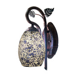 Blue Glass Wall Lamp Elongated Dome 1 Light Mediterranean Sconce Light Fixture for Dining Room Clearhalo 'Cast Iron' 'Glass' 'Industrial' 'Middle century wall lights' 'Modern' 'Tiffany wall lights' 'Tiffany' 'Traditional wall lights' 'Wall Lamps & Sconces' 'Wall Lights' Lighting' 302936