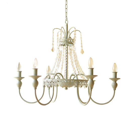 Gold/Grey Candle Hanging Chandelier Traditionalist Metal 6 Lights Living Room Ceiling Pendant with Crystal Accent Clearhalo 'Ceiling Lights' 'Chandeliers' Lighting' options 302975