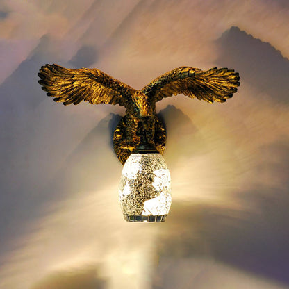 1 Light Balcony Wall Mount Fixture Tiffany Brass Sconce with Elongated Dome Silver/Red/Yellow Stained Glass Shade Silver Clearhalo 'Industrial' 'Middle century wall lights' 'Tiffany wall lights' 'Tiffany' 'Wall Lamps & Sconces' 'Wall Lights' Lighting' 302978