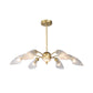 Clear Glass Curved Chandelier Light Fixture Retro 6 Lights Dining Room Ceiling Pendant in Gold Clearhalo 'Ceiling Lights' 'Chandeliers' Lighting' options 302999