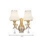 Opal Glass Bell Wall Mounted Lamp Retro 2 Heads Living Room Sconce Light Fixture with Crystal Draping Clearhalo 'Wall Lamps & Sconces' 'Wall Lights' Lighting' 303119