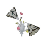 2 Lights Living Room Wall Mounted Light Baroque White Sconce with Conical Stained Glass Shade White Clearhalo 'Industrial' 'Middle century wall lights' 'Tiffany wall lights' 'Tiffany' 'Wall Lamps & Sconces' 'Wall Lights' Lighting' 303131