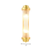 Cylinder Bedroom Wall Light Sconce Vintage Clear Glass 2 Heads Gold LED Wall Lighting Fixture Clearhalo 'Wall Lamps & Sconces' 'Wall Lights' Lighting' 303165