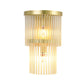 2 Bulbs Half Cylinder Wall Sconce Traditional Gold Clear Crystal LED Wall Light for Living Room Clearhalo 'Wall Lamps & Sconces' 'Wall Lights' Lighting' 303169