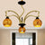 Tiffany Globe Chandelier 3/6/8 Lights Stained Art Glass Pendant Lighting Fixture in Gold for Living Room 3 Gold Clearhalo 'Ceiling Lights' 'Chandeliers' 'Glass shade' 'Glass' 'Industrial' 'Middle Century Chandeliers' 'Tiffany Chandeliers' 'Tiffany close to ceiling' 'Tiffany' Lighting' 303193