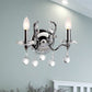 Metal Candelabra Sconce Light Retro 1/2-Bulb Living Room LED Wall Lighting with Crystal Ball in Chrome 2.0 Chrome Clearhalo 'Wall Lamps & Sconces' 'Wall Lights' Lighting' 303214