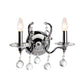 Metal Candelabra Sconce Light Retro 1/2-Bulb Living Room LED Wall Lighting with Crystal Ball in Chrome Clearhalo 'Wall Lamps & Sconces' 'Wall Lights' Lighting' 303215