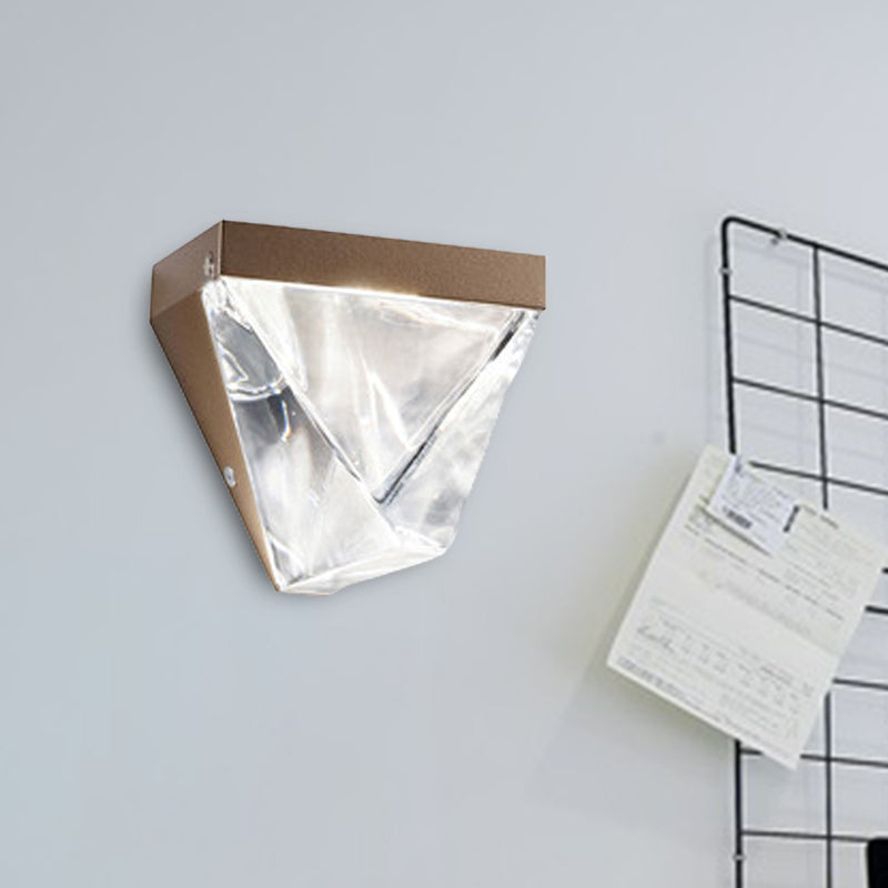 LED Clear Crystal Sconce Light Minimalism Black/Gold Triangle Living Room Wall Mount Lighting Clearhalo 'Wall Lamps & Sconces' 'Wall Lights' Lighting' 303234