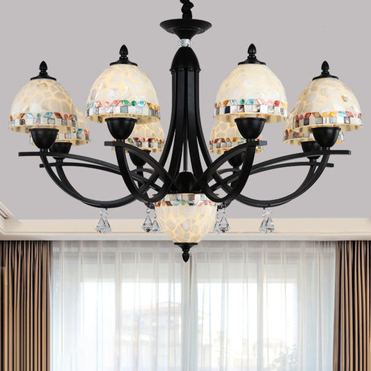 White Dome Chandelier Lighting Fixture Baroque 4/7/9 Lights Hand Cut Glass Suspension Lamp Clearhalo 'Ceiling Lights' 'Chandeliers' 'Close To Ceiling Lights' 'Industrial' 'Middle Century Chandeliers' 'Tiffany Chandeliers' 'Tiffany close to ceiling' 'Tiffany' Lighting' 303243