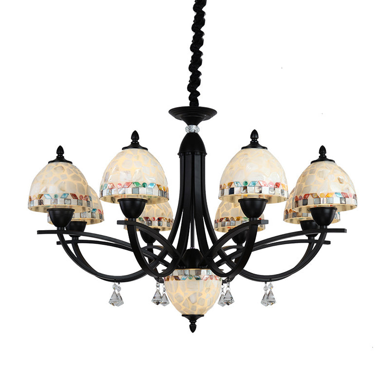 White Dome Chandelier Lighting Fixture Baroque 4/7/9 Lights Hand Cut Glass Suspension Lamp Clearhalo 'Ceiling Lights' 'Chandeliers' 'Close To Ceiling Lights' 'Industrial' 'Middle Century Chandeliers' 'Tiffany Chandeliers' 'Tiffany close to ceiling' 'Tiffany' Lighting' 303244