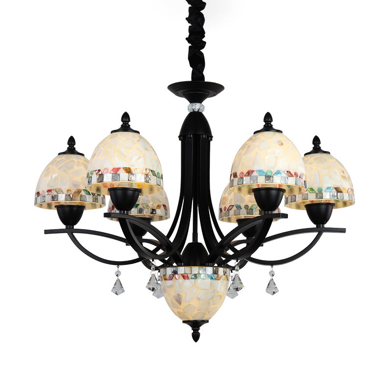 White Dome Chandelier Lighting Fixture Baroque 4/7/9 Lights Hand Cut Glass Suspension Lamp Clearhalo 'Ceiling Lights' 'Chandeliers' 'Close To Ceiling Lights' 'Industrial' 'Middle Century Chandeliers' 'Tiffany Chandeliers' 'Tiffany close to ceiling' 'Tiffany' Lighting' 303246