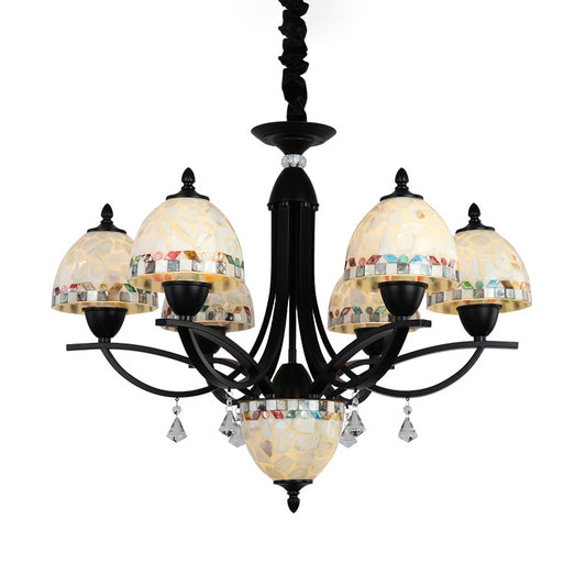 White Dome Chandelier Lighting Fixture Baroque 4/7/9 Lights Hand Cut Glass Suspension Lamp Clearhalo 'Ceiling Lights' 'Chandeliers' 'Close To Ceiling Lights' 'Industrial' 'Middle Century Chandeliers' 'Tiffany Chandeliers' 'Tiffany close to ceiling' 'Tiffany' Lighting' 303246