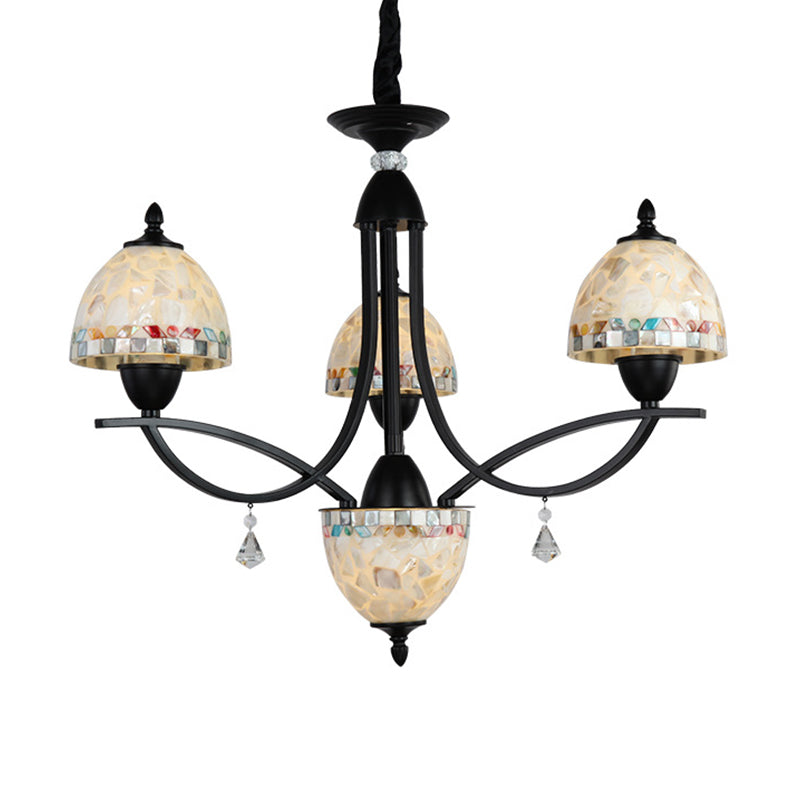 White Dome Chandelier Lighting Fixture Baroque 4/7/9 Lights Hand Cut Glass Suspension Lamp Clearhalo 'Ceiling Lights' 'Chandeliers' 'Close To Ceiling Lights' 'Industrial' 'Middle Century Chandeliers' 'Tiffany Chandeliers' 'Tiffany close to ceiling' 'Tiffany' Lighting' 303248