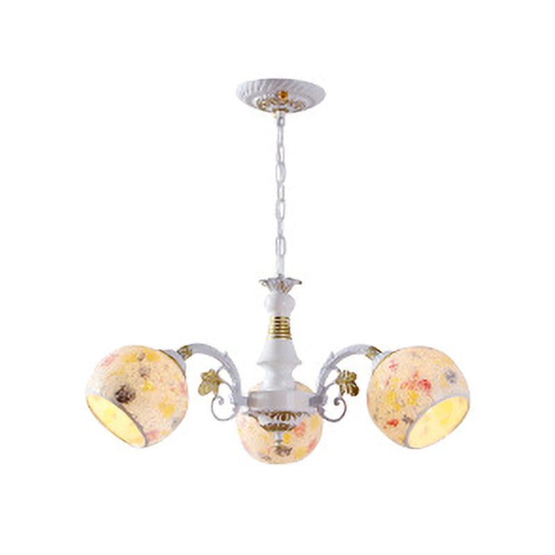 Mediterranean Spherical Chandelier Lamp 5/6/8 Lights Stained Glass Hanging Light Fixture in White Clearhalo 'Ceiling Lights' 'Chandeliers' 'Industrial' 'Middle Century Chandeliers' 'Tiffany Chandeliers' 'Tiffany close to ceiling' 'Tiffany' Lighting' 303323