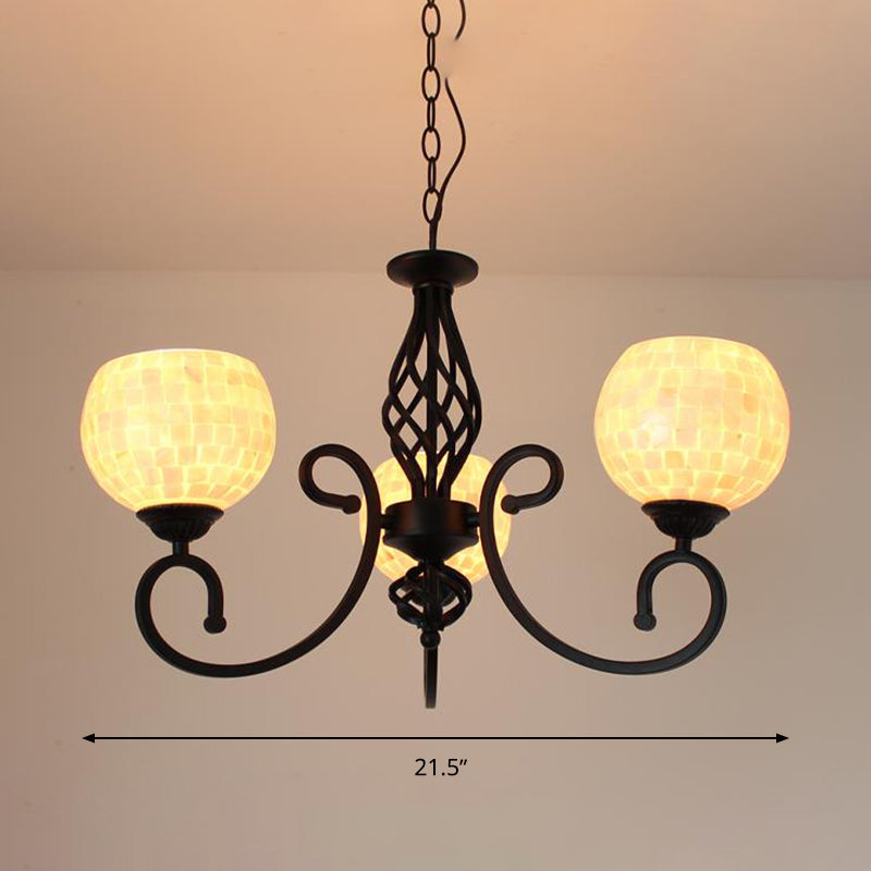 White 5/6/8 Lights Chandelier Light Fixture Baroque Shell Globe Suspension Lighting for Kitchen Clearhalo 'Ceiling Lights' 'Chandeliers' 'Industrial' 'Middle Century Chandeliers' 'Tiffany Chandeliers' 'Tiffany close to ceiling' 'Tiffany' Lighting' 303341