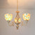3/5 Lights Ceiling Chandelier Tiffany Mosaic Shell Suspension Pendant in White for Bedroom, Up/Down 3 White Up Clearhalo 'Ceiling Lights' 'Chandeliers' 'Industrial' 'Middle Century Chandeliers' 'Tiffany Chandeliers' 'Tiffany close to ceiling' 'Tiffany' Lighting' 303440