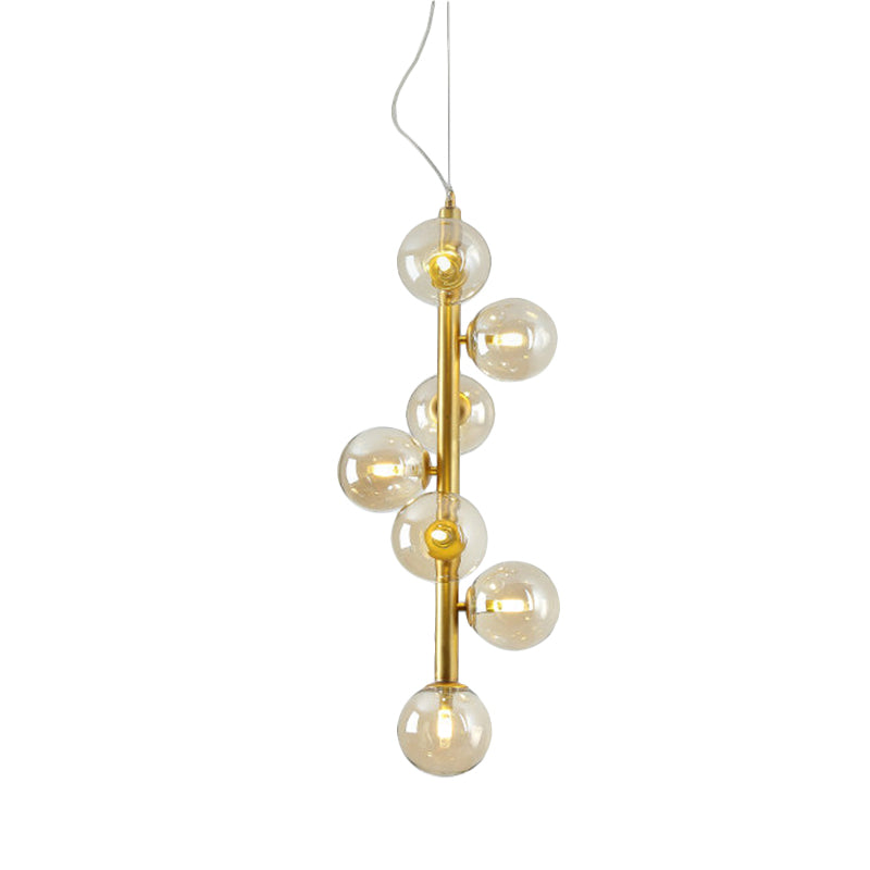 Cognac/Clear Glass Ball Ceiling Chandelier Modern 7 Heads LED Hanging Pendant Light in Gold for Living Room Clearhalo 'Ceiling Lights' 'Chandeliers' 'Clear' 'Glass shade' 'Glass' 'Industrial' 'Modern Chandeliers' 'Modern' 'Tiffany' 'Traditional Chandeliers' Lighting' 303549