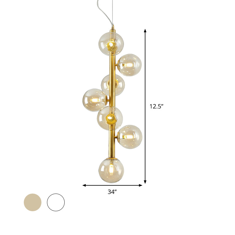 Cognac/Clear Glass Ball Ceiling Chandelier Modern 7 Heads LED Hanging Pendant Light in Gold for Living Room Clearhalo 'Ceiling Lights' 'Chandeliers' 'Clear' 'Glass shade' 'Glass' 'Industrial' 'Modern Chandeliers' 'Modern' 'Tiffany' 'Traditional Chandeliers' Lighting' 303550