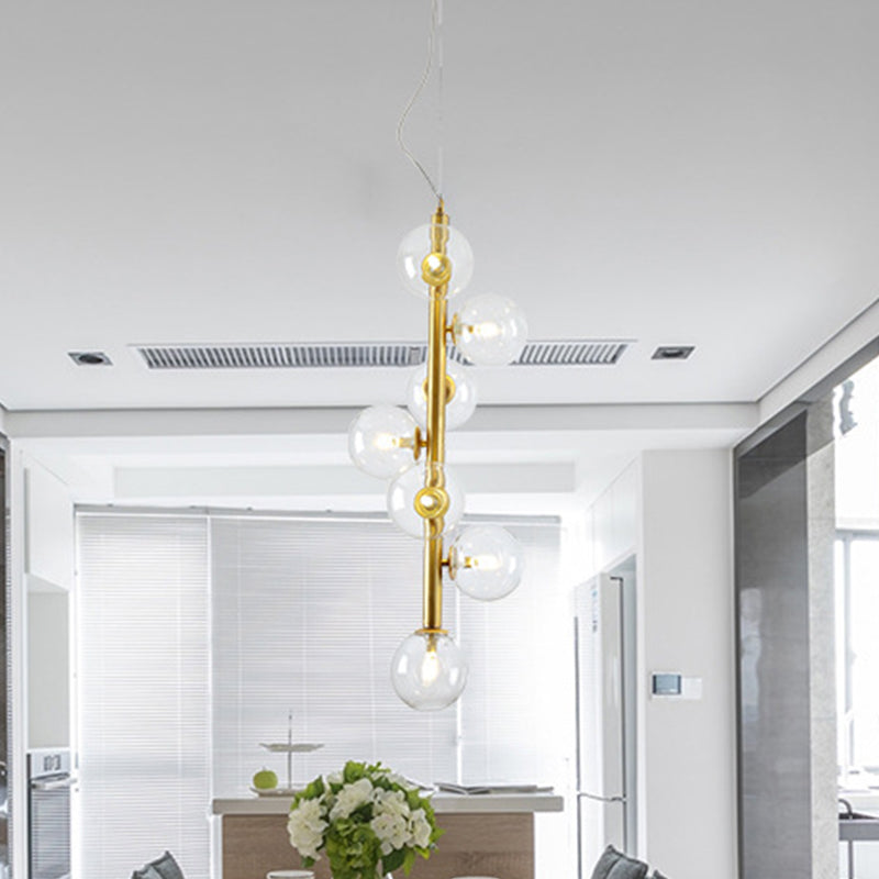 Cognac/Clear Glass Ball Ceiling Chandelier Modern 7 Heads LED Hanging Pendant Light in Gold for Living Room Clearhalo 'Ceiling Lights' 'Chandeliers' 'Clear' 'Glass shade' 'Glass' 'Industrial' 'Modern Chandeliers' 'Modern' 'Tiffany' 'Traditional Chandeliers' Lighting' 303552