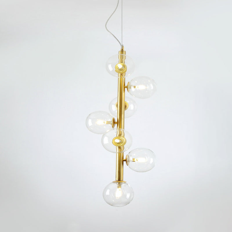 Cognac/Clear Glass Ball Ceiling Chandelier Modern 7 Heads LED Hanging Pendant Light in Gold for Living Room Clearhalo 'Ceiling Lights' 'Chandeliers' 'Clear' 'Glass shade' 'Glass' 'Industrial' 'Modern Chandeliers' 'Modern' 'Tiffany' 'Traditional Chandeliers' Lighting' 303553
