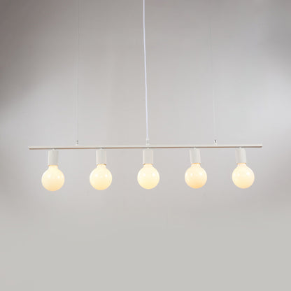 Linear Metal Island Lighting Contemporary 5 Bulbs White/Gold Finish Hanging Ceiling Lamp for Dining Room White Clearhalo 'Ceiling Lights' 'Island Lights' Lighting' 303559