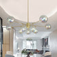 10 Heads Living Room Chandelier Lighting Modern Gold LED Pendant Lamp with Sphere Rainbow Glass Shade Clearhalo 'Ceiling Lights' 'Chandeliers' 'Glass shade' 'Glass' 'Modern Chandeliers' 'Modern' Lighting' 303561