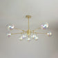 10 Heads Living Room Chandelier Lighting Modern Gold LED Pendant Lamp with Sphere Rainbow Glass Shade Clearhalo 'Ceiling Lights' 'Chandeliers' 'Glass shade' 'Glass' 'Modern Chandeliers' 'Modern' Lighting' 303562