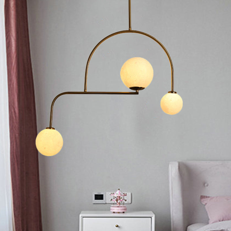 Global Bedroom Chandelier Pendant Lamp White/Yellow Frosted Glass 3 Bulbs Modern LED Hanging Light Kit Yellow Clearhalo 'Ceiling Lights' 'Chandeliers' 'Glass shade' 'Glass' 'Island Lights' 'Modern Chandeliers' 'Modern' Lighting' 303580