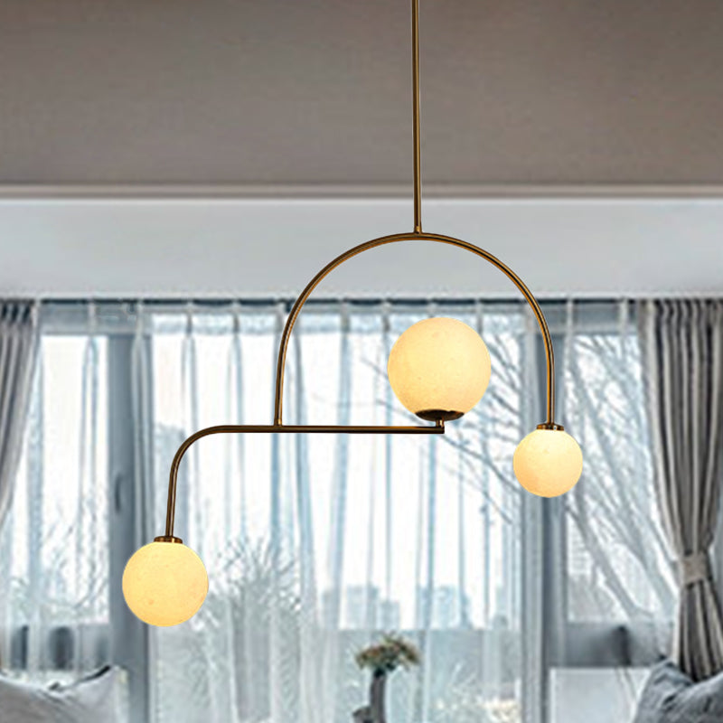 Global Bedroom Chandelier Pendant Lamp White/Yellow Frosted Glass 3 Bulbs Modern LED Hanging Light Kit Clearhalo 'Ceiling Lights' 'Chandeliers' 'Glass shade' 'Glass' 'Island Lights' 'Modern Chandeliers' 'Modern' Lighting' 303582