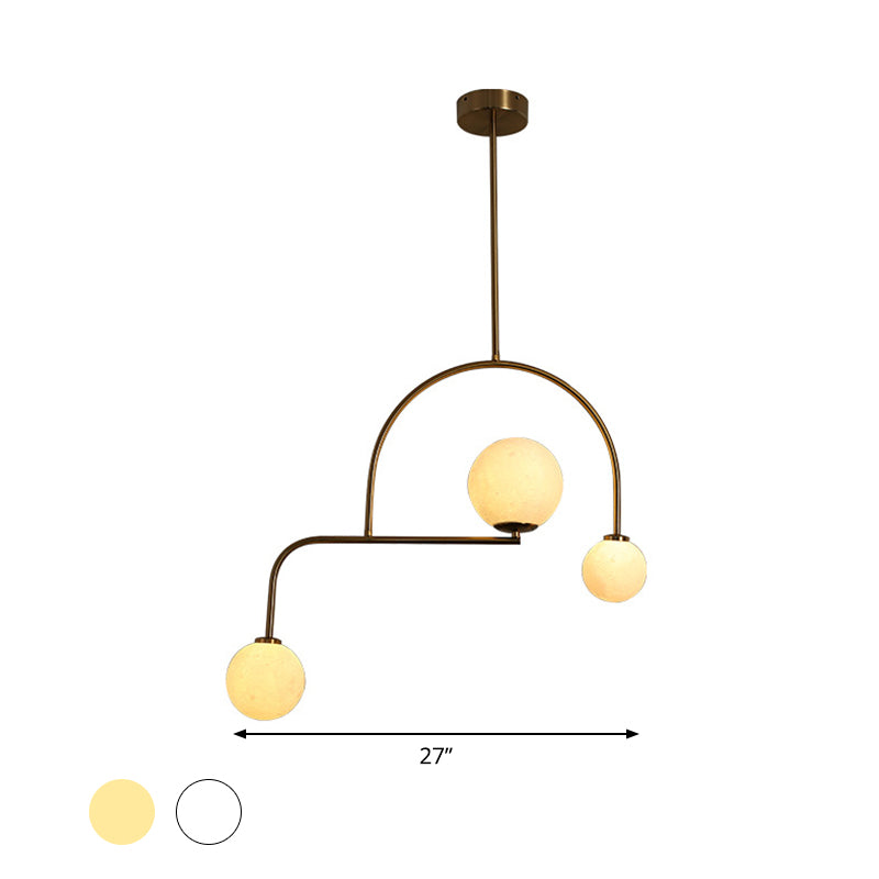 Global Bedroom Chandelier Pendant Lamp White/Yellow Frosted Glass 3 Bulbs Modern LED Hanging Light Kit Clearhalo 'Ceiling Lights' 'Chandeliers' 'Glass shade' 'Glass' 'Island Lights' 'Modern Chandeliers' 'Modern' Lighting' 303584