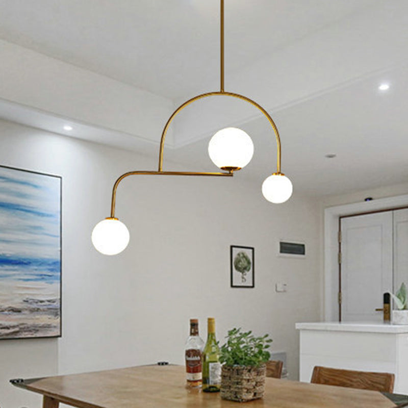 Global Bedroom Chandelier Pendant Lamp White/Yellow Frosted Glass 3 Bulbs Modern LED Hanging Light Kit White Clearhalo 'Ceiling Lights' 'Chandeliers' 'Glass shade' 'Glass' 'Island Lights' 'Modern Chandeliers' 'Modern' Lighting' 303585