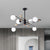 Ball Living Room Chandelier Lighting Fixture Milky Glass 6 Heads Modernism Hanging Lamp Kit in Black/Grey Black Clearhalo 'Ceiling Lights' 'Chandeliers' 'Glass shade' 'Glass' 'Island Lights' 'Modern Chandeliers' 'Modern' Lighting' 303607