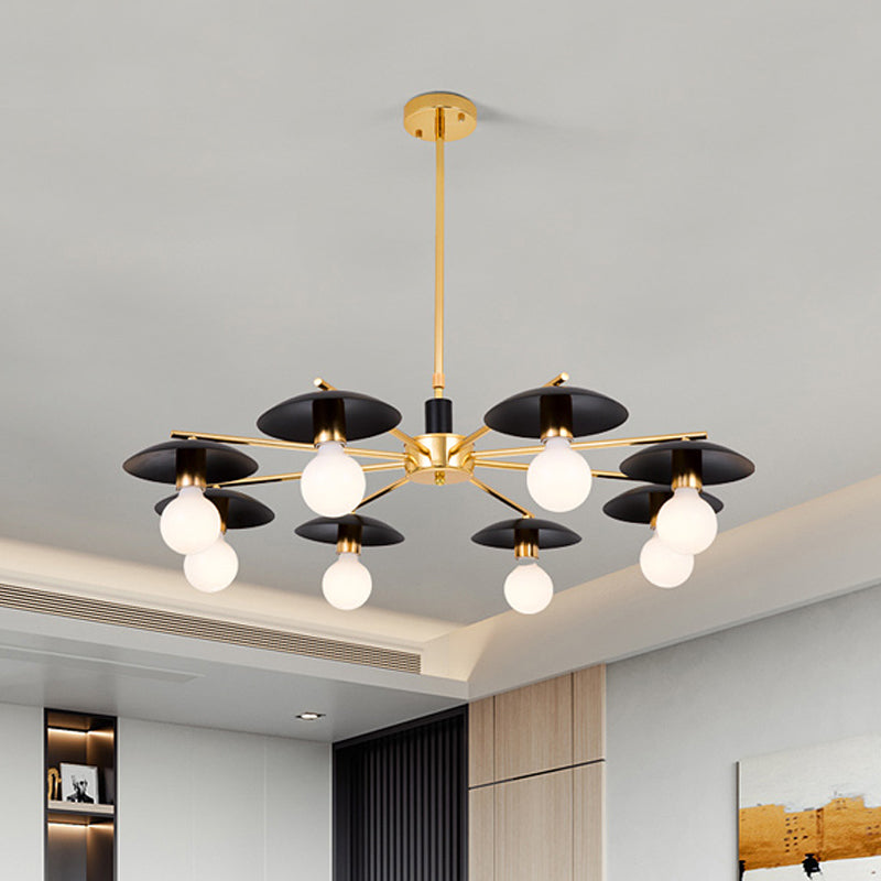 Metal Radial Hanging Chandelier Modernist 6/8 Heads Black and Gold ...