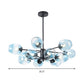 Cup Pendant Chandelier Contemporary Blue Glass 12 Heads Living Room Hanging Ceiling Light Clearhalo 'Ceiling Lights' 'Chandeliers' 'Glass shade' 'Glass' 'Modern Chandeliers' 'Modern' Lighting' 303677