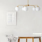 Milky Glass Global Chandelier Lamp Contemporary 5 Heads Brass Hanging Ceiling Light Clearhalo 'Ceiling Lights' 'Chandeliers' 'Glass shade' 'Glass' 'Modern Chandeliers' 'Modern' Lighting' 303812