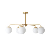 Milky Glass Global Chandelier Lamp Contemporary 5 Heads Brass Hanging Ceiling Light Clearhalo 'Ceiling Lights' 'Chandeliers' 'Glass shade' 'Glass' 'Modern Chandeliers' 'Modern' Lighting' 303813