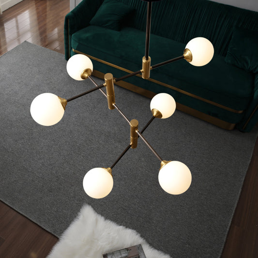 Cream Glass Bubble Chandelier Light Contemporary 6 Bulbs Ceiling Suspension Lamp for Dining Room Clearhalo 'Ceiling Lights' 'Chandeliers' 'Glass shade' 'Glass' 'Modern Chandeliers' 'Modern' Lighting' 303844