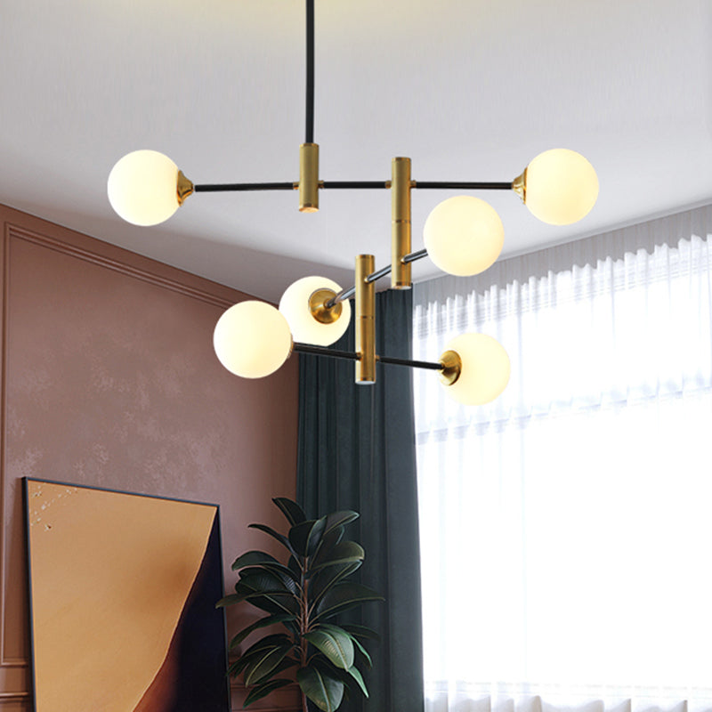 Cream Glass Bubble Chandelier Light Contemporary 6 Bulbs Ceiling Suspension Lamp for Dining Room Clearhalo 'Ceiling Lights' 'Chandeliers' 'Glass shade' 'Glass' 'Modern Chandeliers' 'Modern' Lighting' 303845