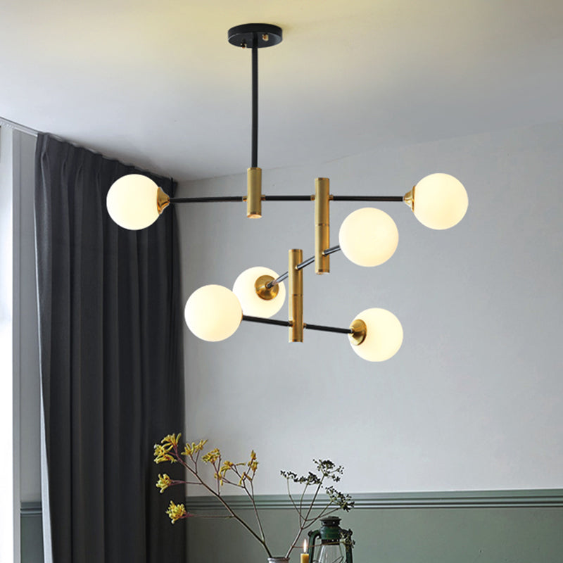 Cream Glass Bubble Chandelier Light Contemporary 6 Bulbs Ceiling Suspension Lamp for Dining Room Cream Clearhalo 'Ceiling Lights' 'Chandeliers' 'Glass shade' 'Glass' 'Modern Chandeliers' 'Modern' Lighting' 303846