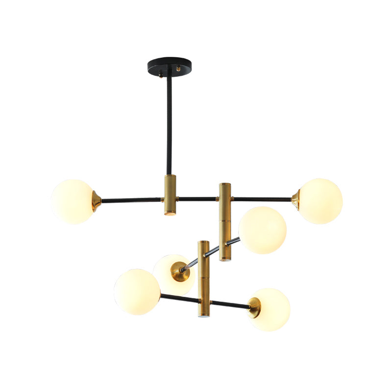 Cream Glass Bubble Chandelier Light Contemporary 6 Bulbs Ceiling Suspension Lamp for Dining Room Clearhalo 'Ceiling Lights' 'Chandeliers' 'Glass shade' 'Glass' 'Modern Chandeliers' 'Modern' Lighting' 303847
