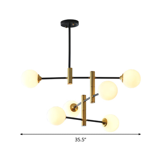 Cream Glass Bubble Chandelier Light Contemporary 6 Bulbs Ceiling Suspension Lamp for Dining Room Clearhalo 'Ceiling Lights' 'Chandeliers' 'Glass shade' 'Glass' 'Modern Chandeliers' 'Modern' Lighting' 303848