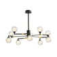 Contemporary Sphere Chandelier Lamp Clear Glass 8/10 Heads Pendant Lighting Fixture in Black Clearhalo 'Ceiling Lights' 'Chandeliers' 'Glass shade' 'Glass' 'Modern Chandeliers' 'Modern' Lighting' 303858