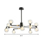 Contemporary Sphere Chandelier Lamp Clear Glass 8/10 Heads Pendant Lighting Fixture in Black Clearhalo 'Ceiling Lights' 'Chandeliers' 'Glass shade' 'Glass' 'Modern Chandeliers' 'Modern' Lighting' 303859