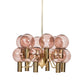 Modernist Global Ceiling Chandelier Pink Glass 12 Heads Dining Room Hanging Pendant Light Clearhalo 'Ceiling Lights' 'Chandeliers' 'Glass shade' 'Glass' 'Modern Chandeliers' 'Modern' Lighting' 303883