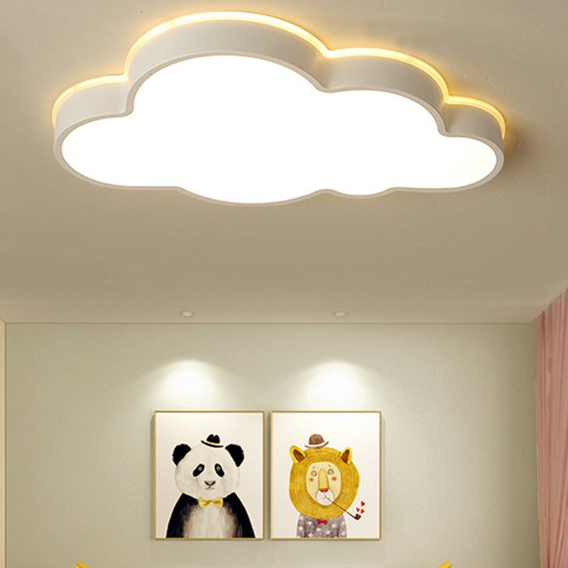 Cloud Slim Panel Flush Mount Light Simple Stylish Acrylic LED Ceiling Light in White for Adult Baby Room White Remote Control Stepless Dimming Clearhalo 'Ceiling Lights' 'Close To Ceiling Lights' 'Close to ceiling' 'Flush mount' Lighting' 30622