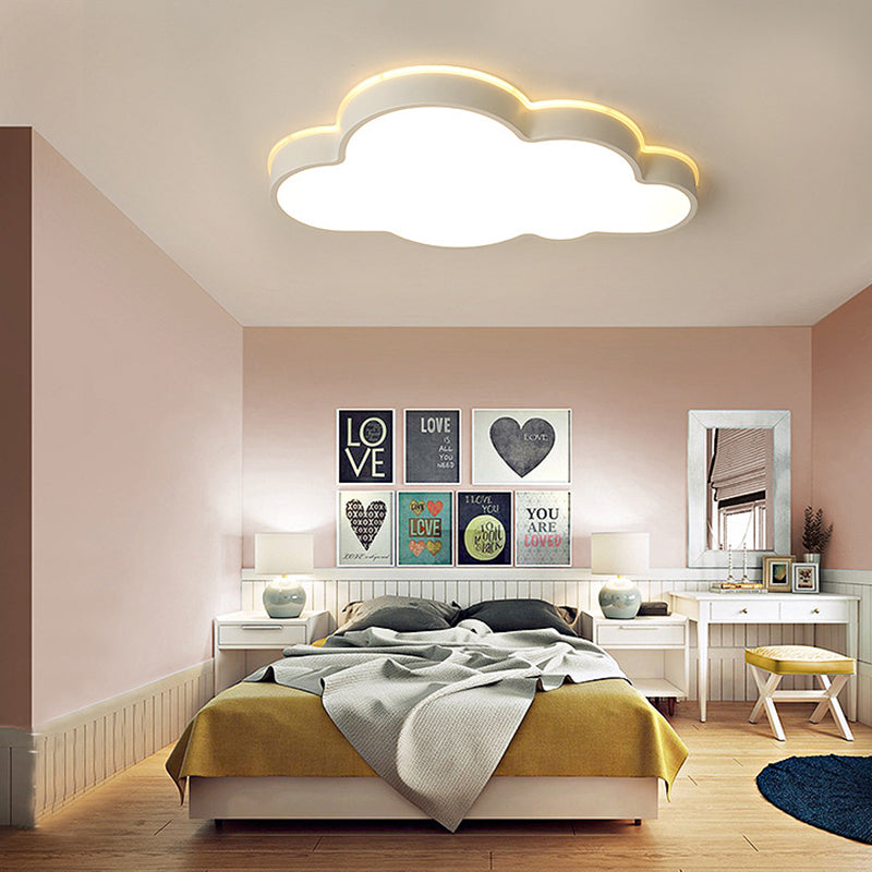 Cloud Slim Panel Flush Mount Light Simple Stylish Acrylic LED Ceiling Light in White for Adult Baby Room Clearhalo 'Ceiling Lights' 'Close To Ceiling Lights' 'Close to ceiling' 'Flush mount' Lighting' 30623