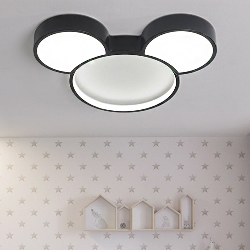 Acrylic Cartoon Mouse Ceiling Lamp Modern Simple LED Ceiling Mount Light in Black for Child Bedroom Black Mickey Clearhalo 'Ceiling Lights' 'Close To Ceiling Lights' 'Close to ceiling' 'Flush mount' Lighting' 30655